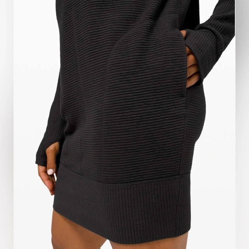 Lululemon Call For Cozy Dress Black Ribbed Sz 4 - Picture 4 of 10